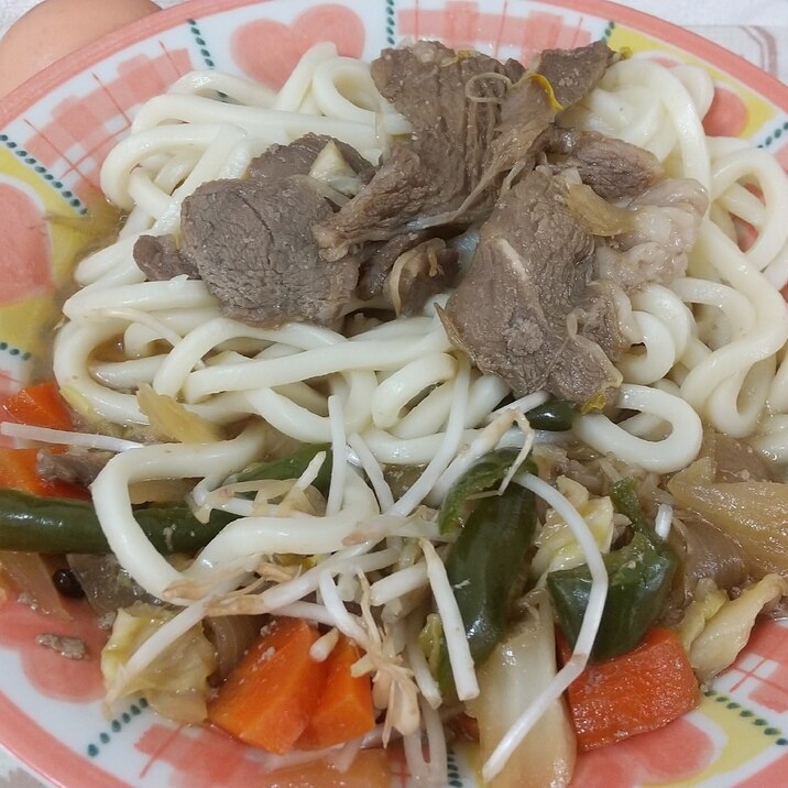 ジンギスカンの残り食材うどん